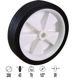 WHEEL 200MM RUBBER ON PLASTIC