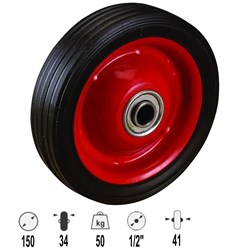 WHEEL 150MM RUBBER ON STEEL