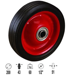WHEEL 200MM RUBBER ON STEEL