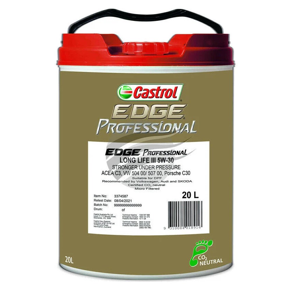 CASTROL EDGE LL III 5W-30 20L PRO LONG LIFE ENGINE OIL - Collier & Miller