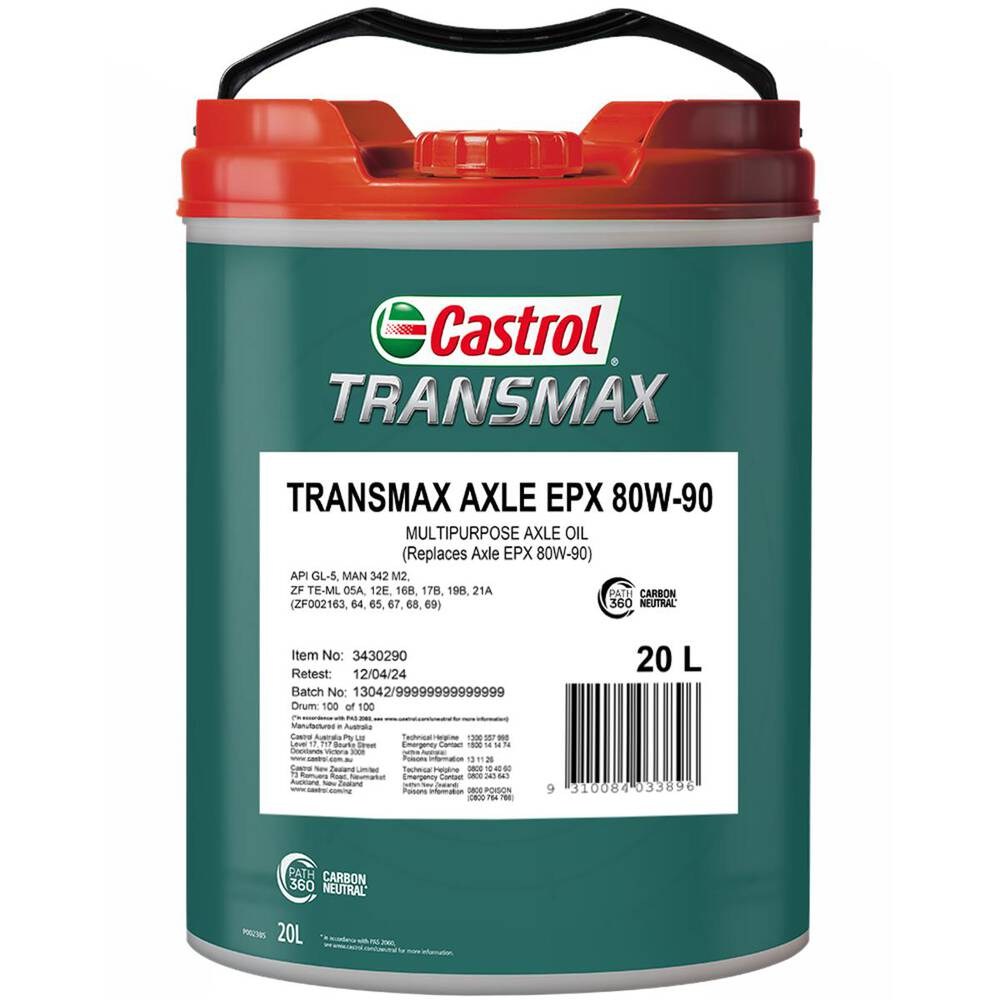 CASTROL AXLE EPX 80W-90 20L TRANSMAX 20 LITRE - Collier & Miller