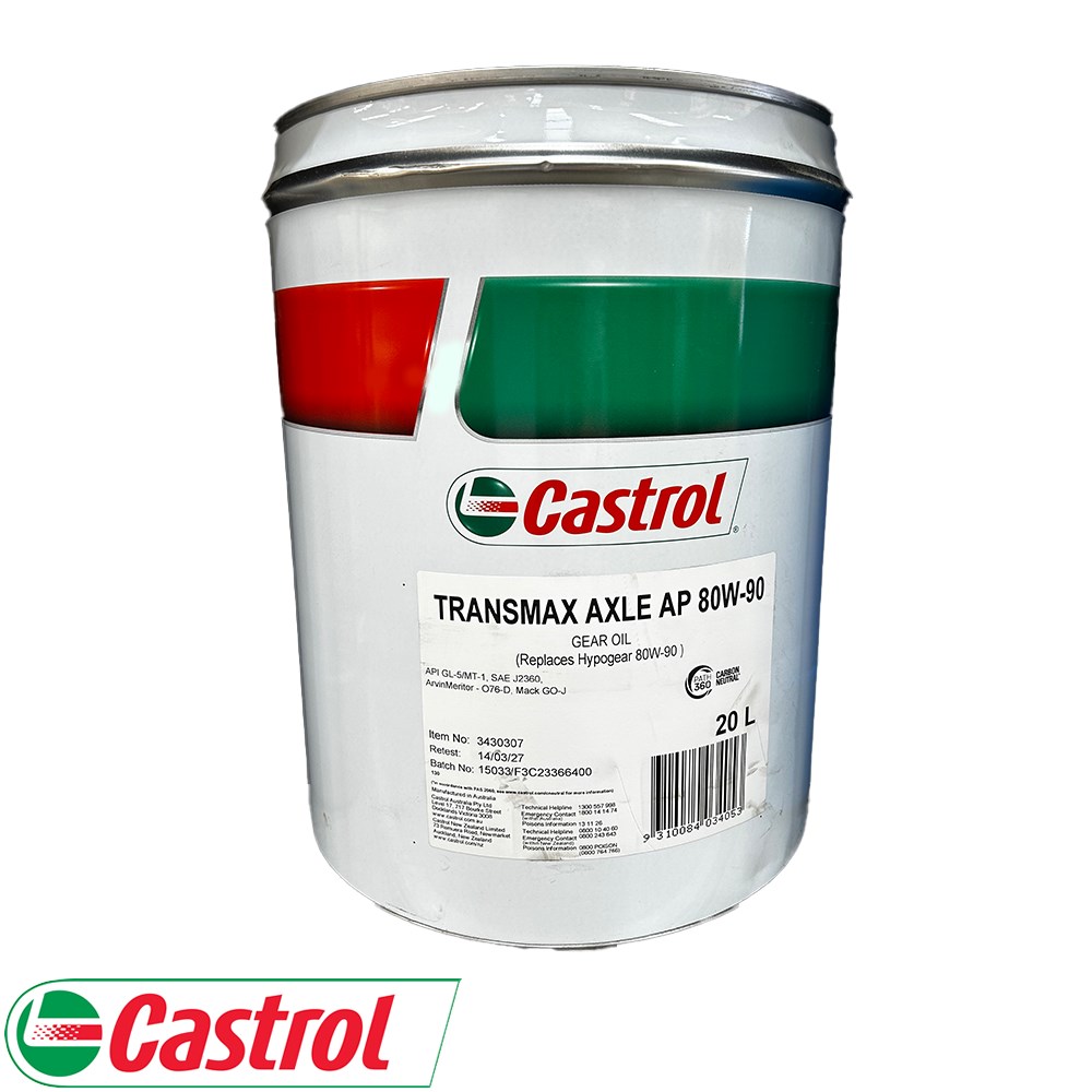 CASTROL AXLE AP 80W-90 20L TRANSMAX 20 LITRE - Collier & Miller