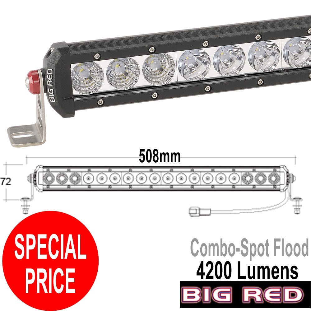 BIG RED LIGHT BAR 508MM COMBO SINGLE ROW LED LIGHT BAR 4200 LUMEN 18 X