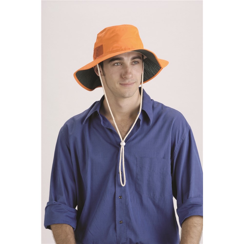 HIVIS ORANGE BROAD BRIM HAT M - Collier 
