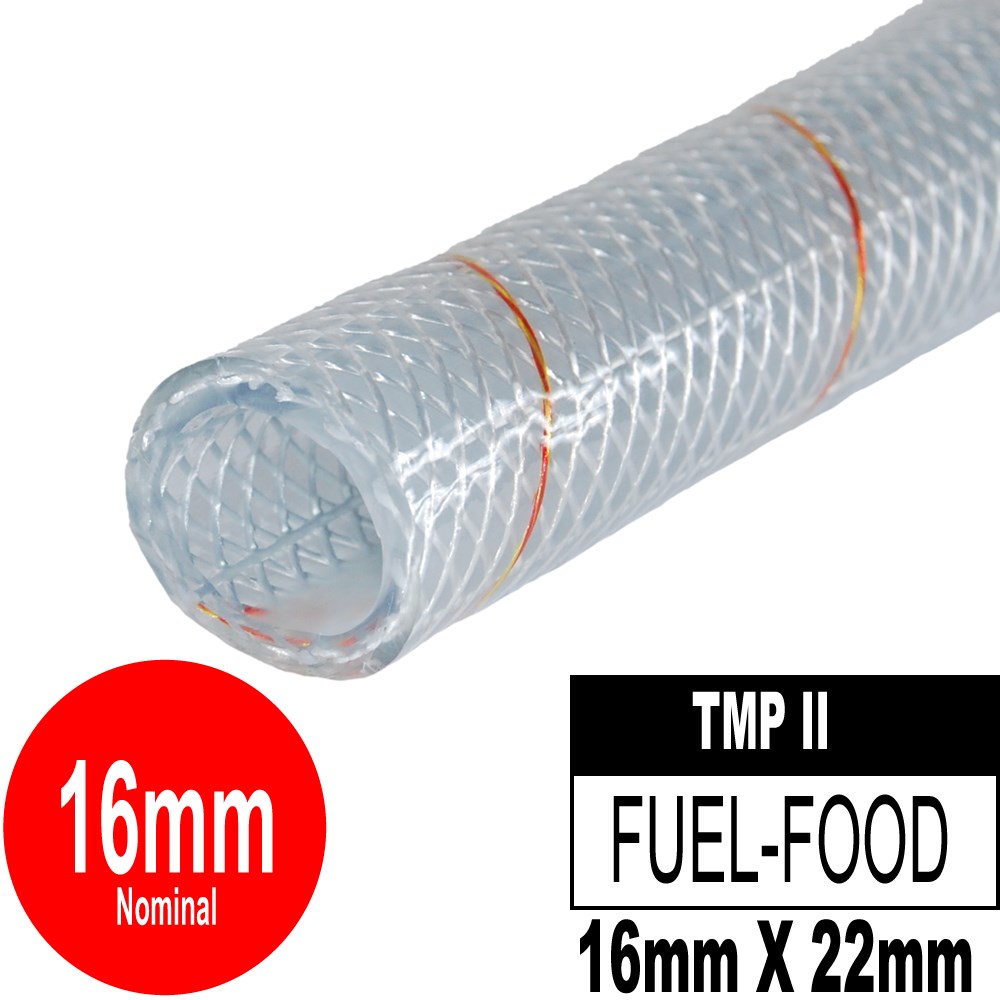 Au. 16mm ID 5 Metre Length Clear Braided PVC Hose With Synthetic Reinforment 