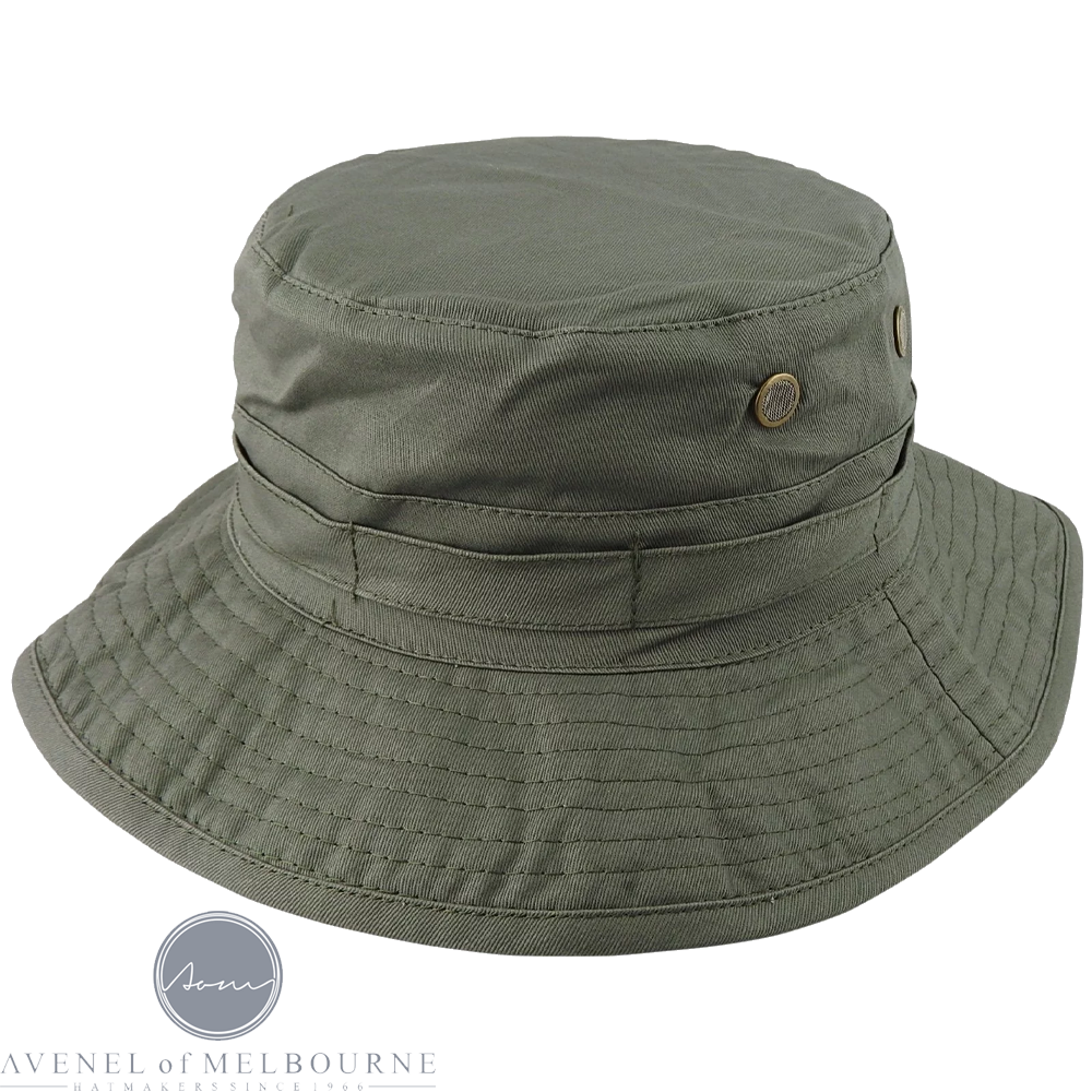 AVENEL COTTON HAT OLIVE LRG MENS COTTON BRUSH HAT Collier & Miller