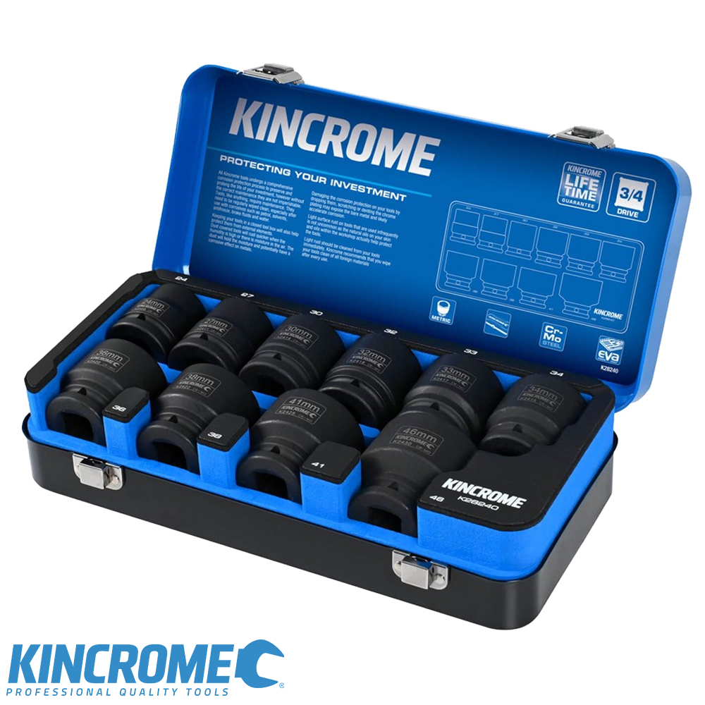 KINCROME IMPACT SOCKET SET 10P METRIC SOCKETS 3/4" DRIVE Collier & Miller