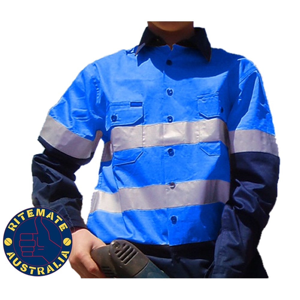 BLUE/NAVY SHIRT L/S REFLECTIVE TAPE SZ9 