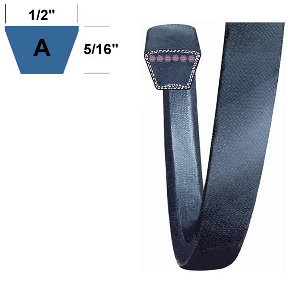 A1143 V-Belts - Classic Wrapped Rubber V-Belt, 1143mm Inner Circumference X 13mm Width X 8mm Height - View #2