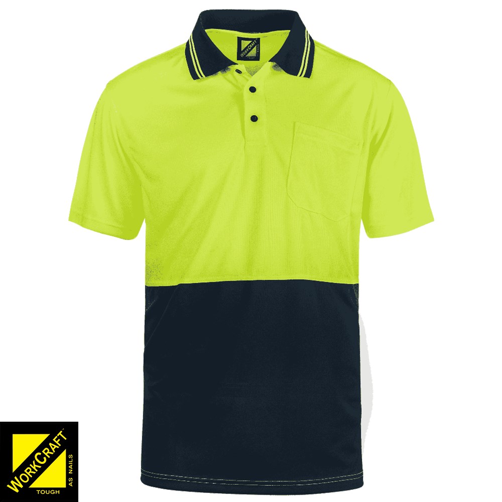 WORKCRAFT HI VIS S S POLO 8XL MICROMESH YELLOW NAVY SHORT SLEEVE SIZE 8XL Collier Miller