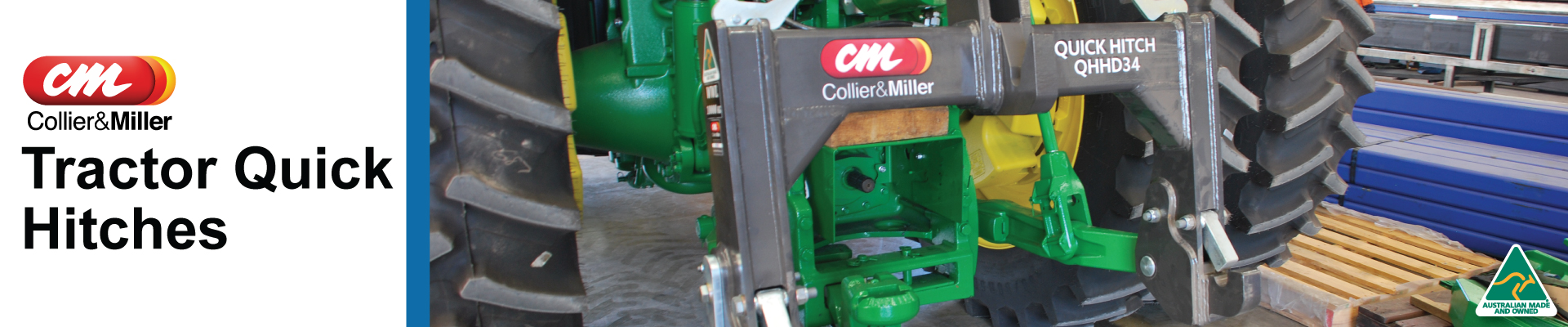 <p>Collier &amp; Miller Quick Hitches are engineered to boost on-farm productivity by making three-point linkage implement changes fast and hassle-free. Available in multiple CAT configurations, they ensure compatibility with a wide range of tractors and implements. Designed and manufactured in NSW, Australia, our quick hitches provide a safe, reliable, and efficient solution for switching linkage-mounted attachments, minimising downtime and maximising efficiency in the field.</p>