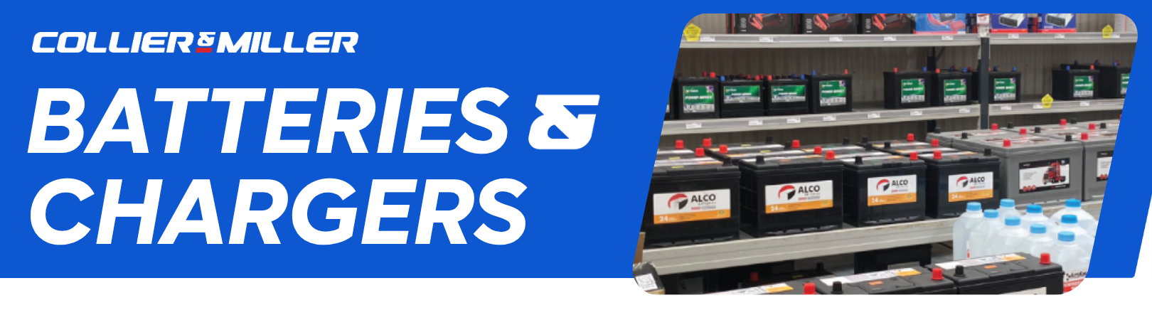 <p>Collier &amp; Miller in Griffith offers an extensive range of high-quality automotive batteries and chargers for cars, trucks, tractors, motorbikes, caravans, mobility vehicles, and lawnmowers. Our stock caters to nearly all makes and models, ensuring reliable power for every vehicle.</p>
<p>Choose from Lead Acid, Stop-Start, Deep Cycle, and Lithium batteries, all available at competitive prices. Whether you need vehicle batteries, chargers, or battery accessories, trust Collier &amp; Miller Griffith for premium automotive power solutions and expert advice.</p>