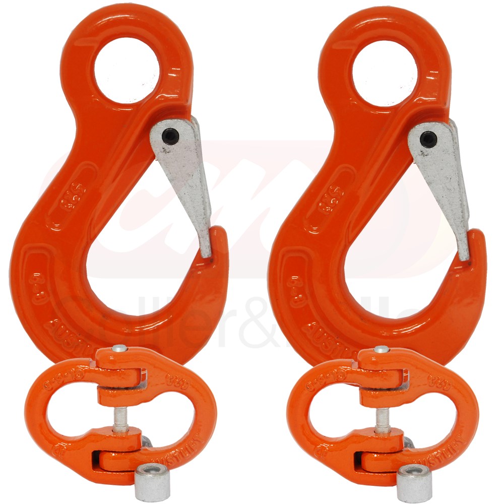 AUSTLIFT Vehicle Chain Safety Hook Set – 2T Capacity, 6mm – Black Finish