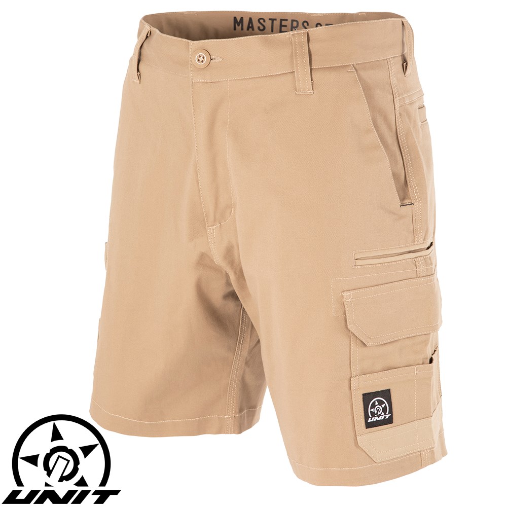 UNIT CARGO SHORT KHAKI 36 DEMOLITION REGULAR FIT STRETCH SIZE 92R/36
