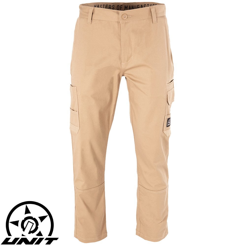 UNIT CARGO PANT KHAKI 36 DEMOLITION REGULAR FIT STRETCH SIZE 92R/36