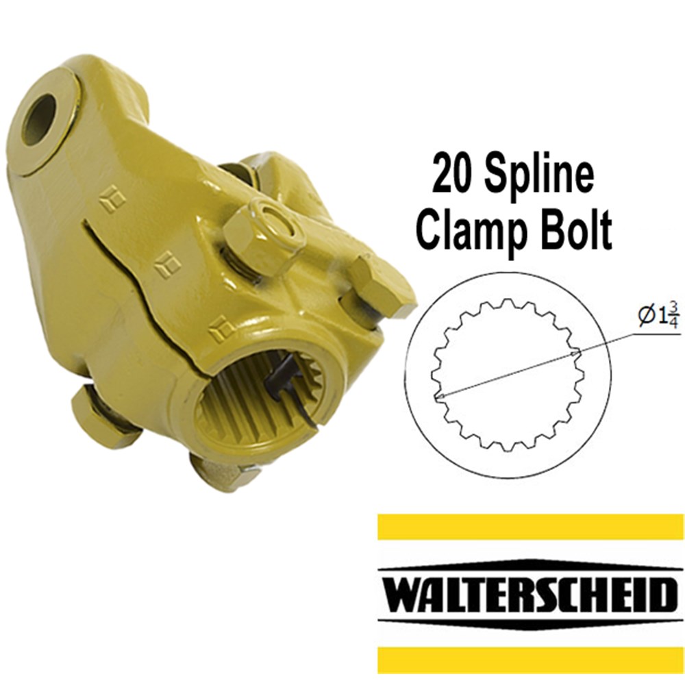 YOKE W2600 13/4X20 SPLINE WALTERSCHEID CLAMP BOLT Collier & Miller
