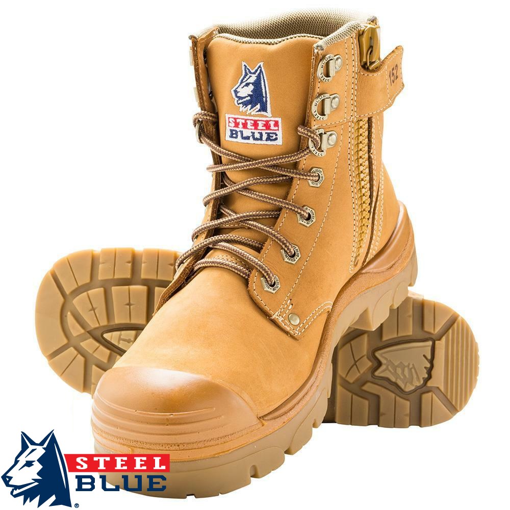 ARGYLE ZIP SAFETY BOOTS 10.5 STEEL BLUE (WHEAT NUBUCK) SIZE MEN 101/2