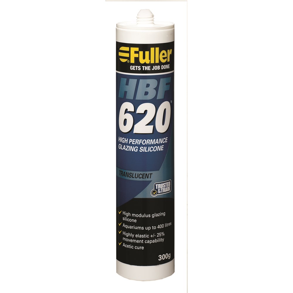 FULLER HBF620 GLAZING SEALANT SILICONE 300G CLEAR ACETIC CURE AQUARIUM