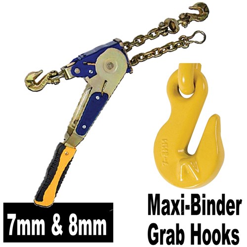 MAXI RATCHET BINDER 8MM 3800KG ALLOY STEEL 500MM CHAIN LENGTH GRAB HOOKS AS/NZ4344 Collier