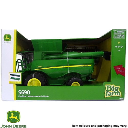 BIG FARM TOYS JOHN DEERE S690 COMBINE WITH CORN DRAPER HEAD 1 16 REPLICA Collier Miller
