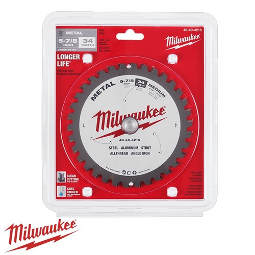 MILWAUKEE CIRCULAR SAW BLADE 149MM METAL 34 TEETH 20MM ARBOR Collier
