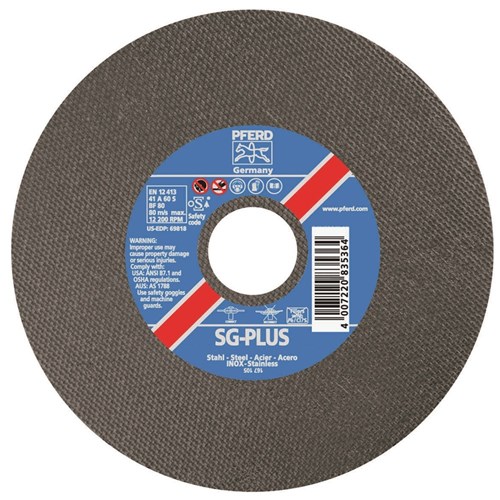 PFERD CUT DISC 125MM INOX 1.6MM THICK 22.2MM BORE SUIT STAINLESS STEEL Collier Miller
