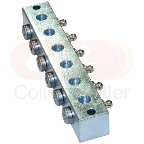 GREASE HEADER BLOCK 6 PORT C/W GREASE NIPPLES Collier & Miller