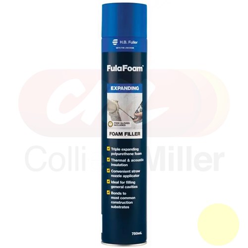FULAFOAM EXPANDING FOAM 750ML POLYURETHANE FOAM FILLER EXPANDS UP TO 3X