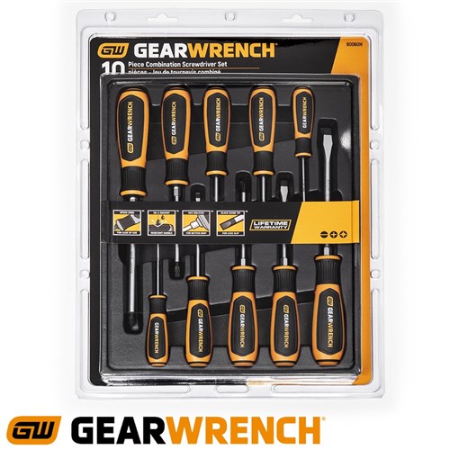 GEARWRENCH SCREWDRIVER SET 10P PHIILIPS SLOTTED POZIDRIVE 10 PIECE