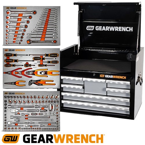 GEARWRENCH MINI GAME CHANGER COMBINATION TOOLKIT 128 PIECE 26" 7 DRAWER