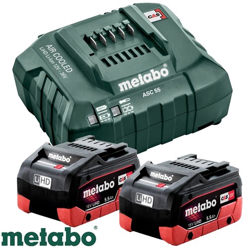 METABO 18V/5.5AH GREASE GUN & 1750NM HIGH TORQUE WRENCH KIT 2X5.5AH