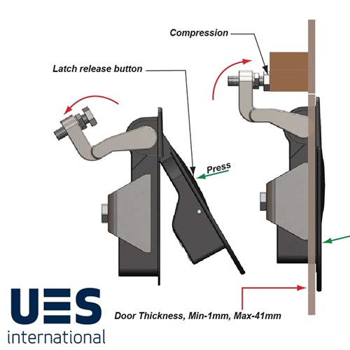 COMPRESSION LOCK LARGE BLACK FLUSH MOUINT WITH 2 KEYS L=110MM W=50MM ARM=15MM Collier & Miller