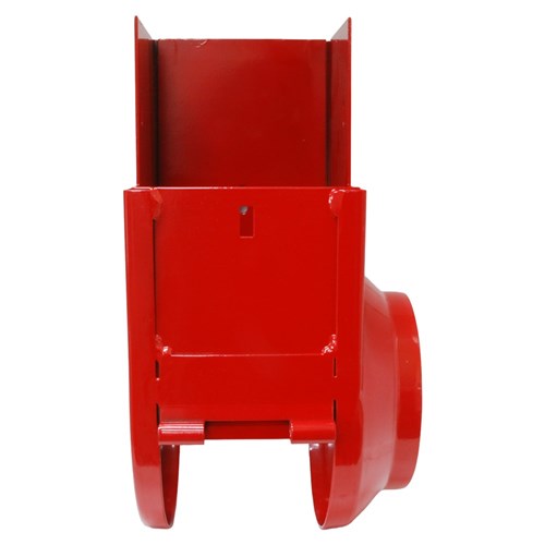 Front view of the Case-IH compatible tailings elevator boot showing the chain opening, mounting flanges and inspection door locations.