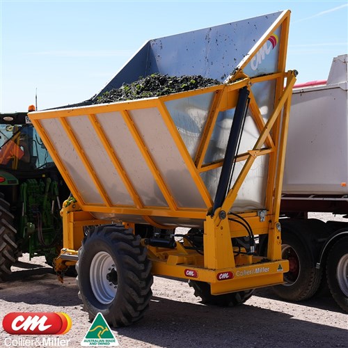 C&M S/STEEL GRAPE BIN 6 TONNE TRACTOR REMOTE HYDRAULICS COLLIER MILLER GRAPE GONDOLA Collier