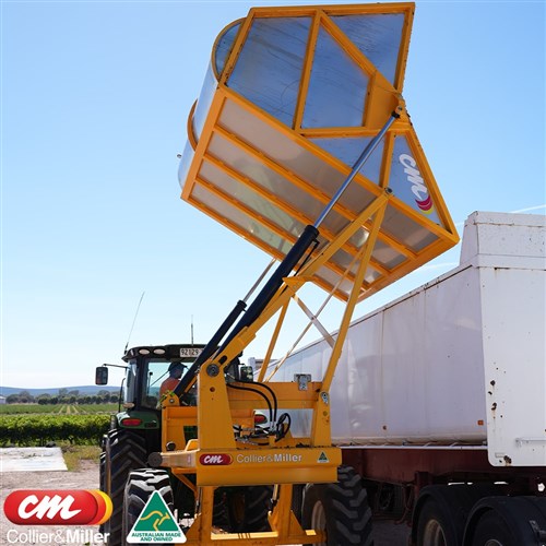 C&M S/STEEL GRAPE BIN 6 TONNE TRACTOR REMOTE HYDRAULICS COLLIER MILLER GRAPE GONDOLA Collier