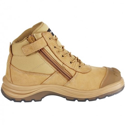 KING GEE TRADIE SAFETY BOOT 8 ZIP SIDED WHEAT LEATHER SIZE: MEN 8 ...
