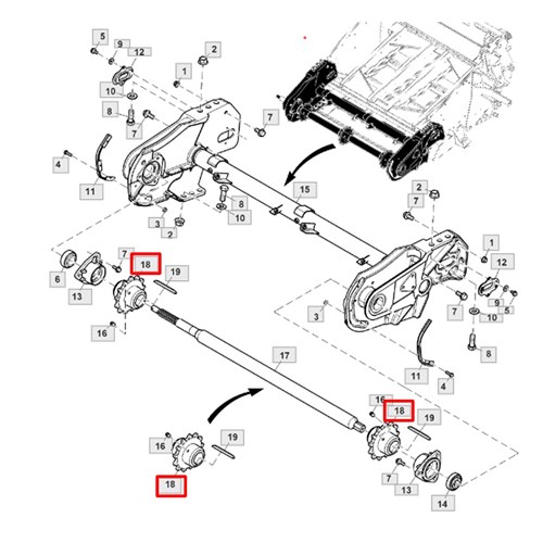 John Deere Feeder House Sprocket H227474 HXE123463 schematic