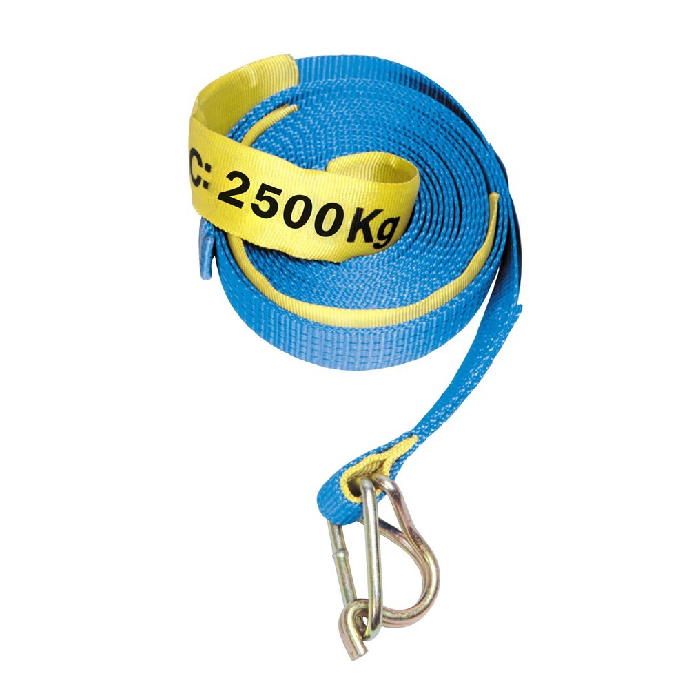 REPLACEMENT 12M WINCH STRAP 12M X 50MM WITH HOOK & KEEPER 2500KG