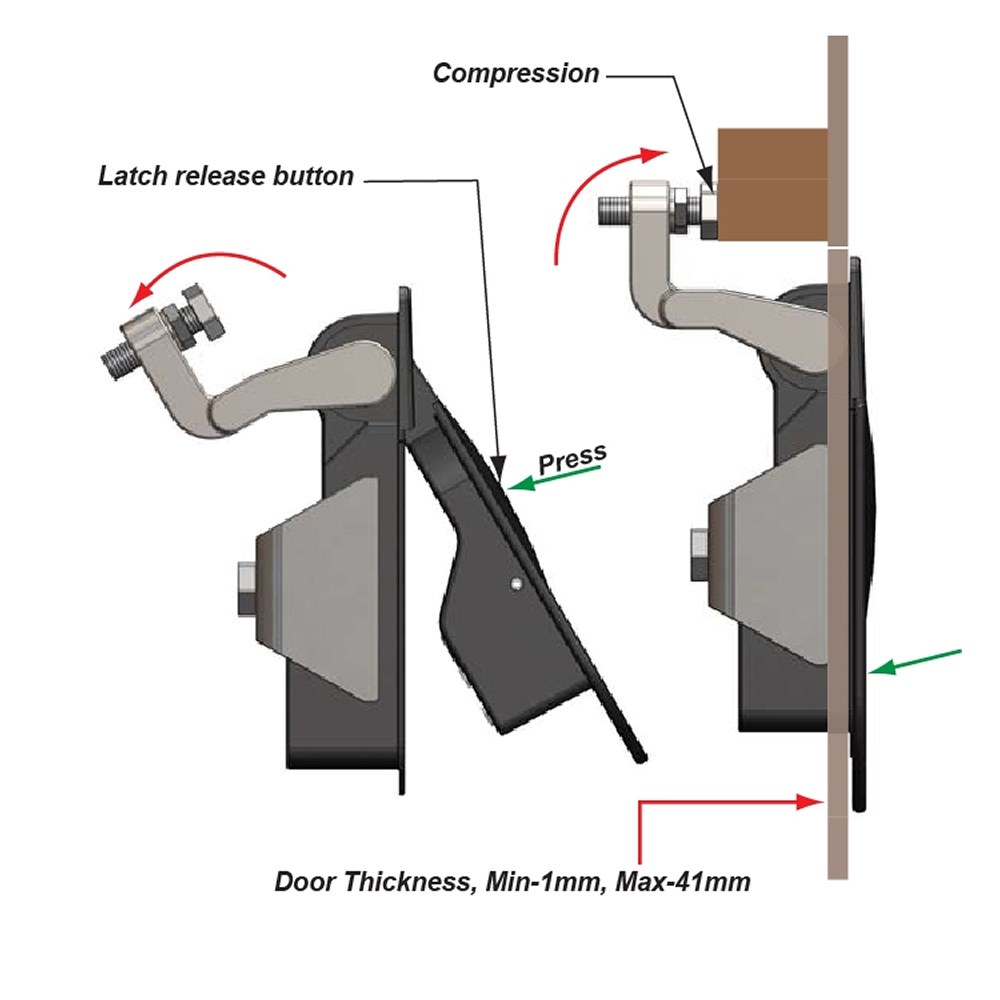 COMPRESSION LOCK LARGE CHROME FLUSH MOUNT WITH 2 KEYS L=110MM W=50MM