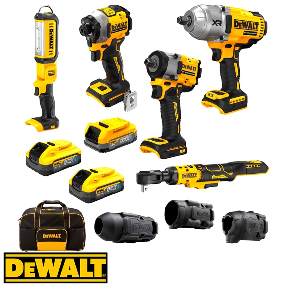 DEWALT 18V XR AUTO COMBO KIT POWERSTACK 5.0/1.7AH 5 PIECE 2 X 5.0AH & 1