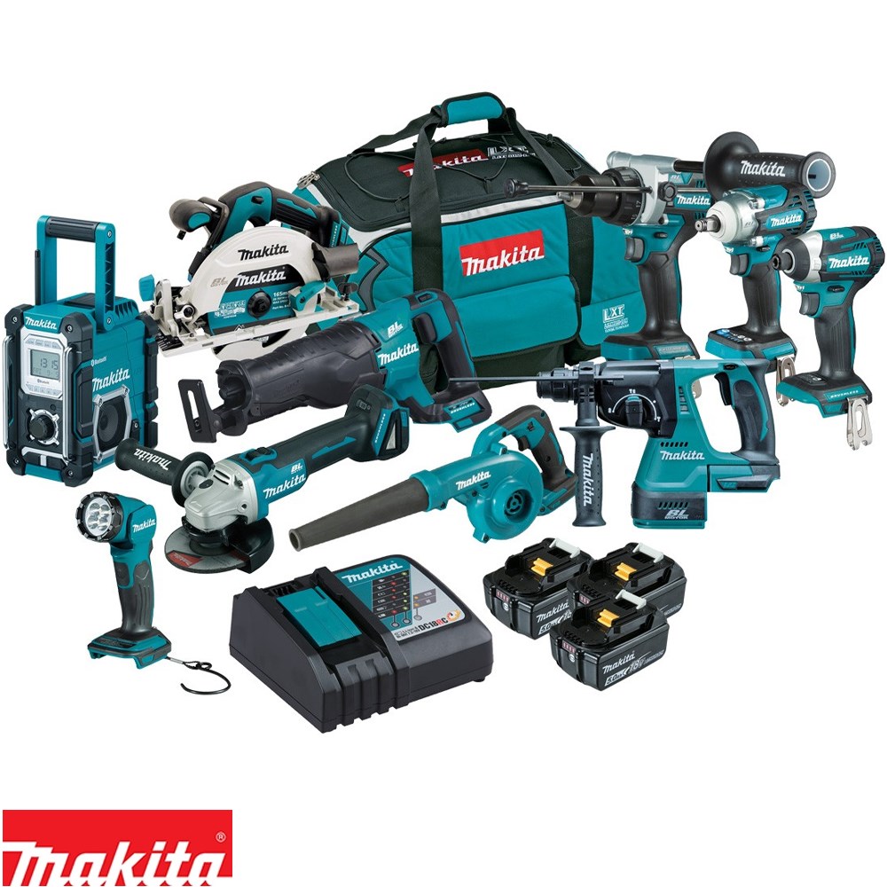 MAKITA 18V/5.0A COMBO KIT 10PC 8 TOOLS, 1 RADIO & TORCH SKINS 3 X 5.0AH