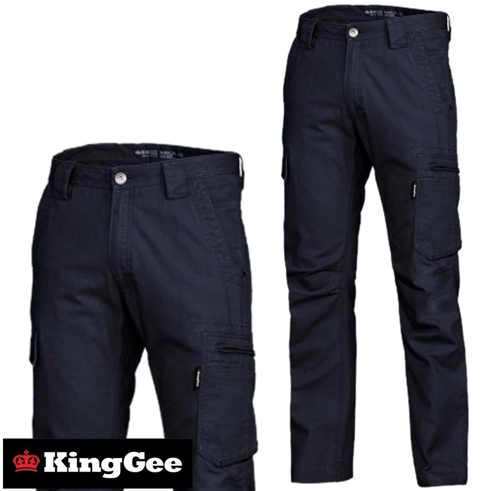NARROW TRADIE PANTS NAVY 107R COTTON DRILL 280GSM KING GEE 107R/42