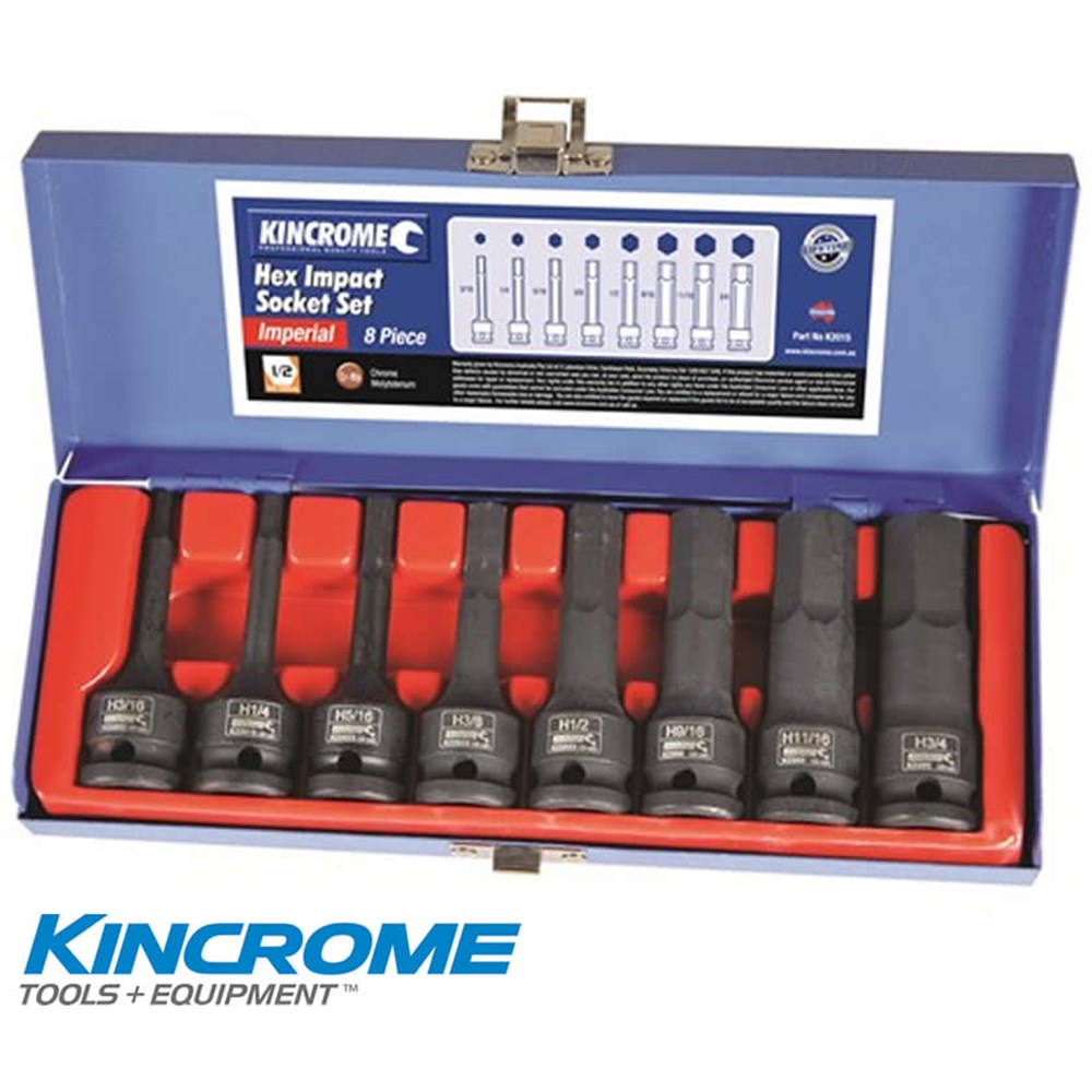 IMPACT INHEX SOCKET SET 8PC AF 1/2 DRIVE KINCROME 8 PIECE AF Collier