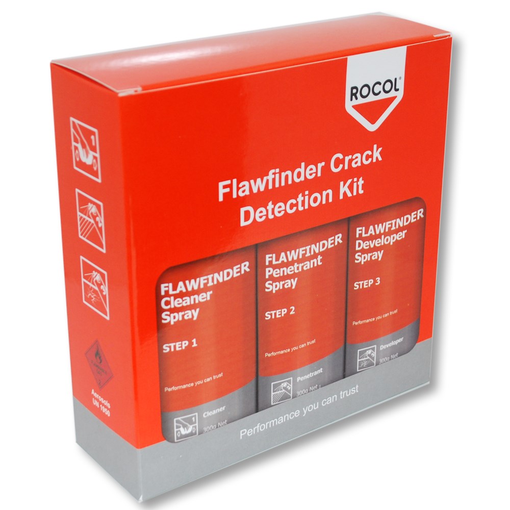 3 PART KIT DYCHECK ROCOL FLAWFINDER 300GM CLEANER