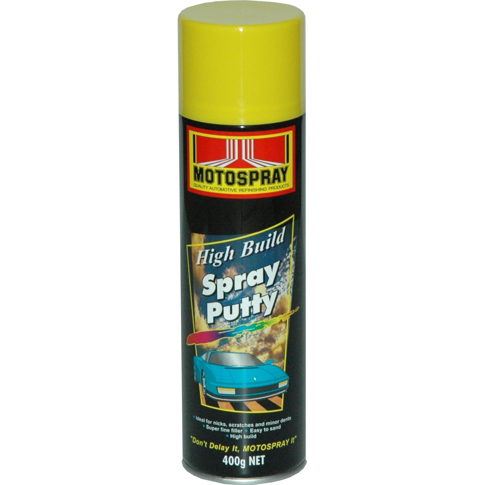 MOTOSPRAY SPRAY PUTTY 400G P/P BLUE USE UNDER ACRYLIC & ENAMEL PAINTS