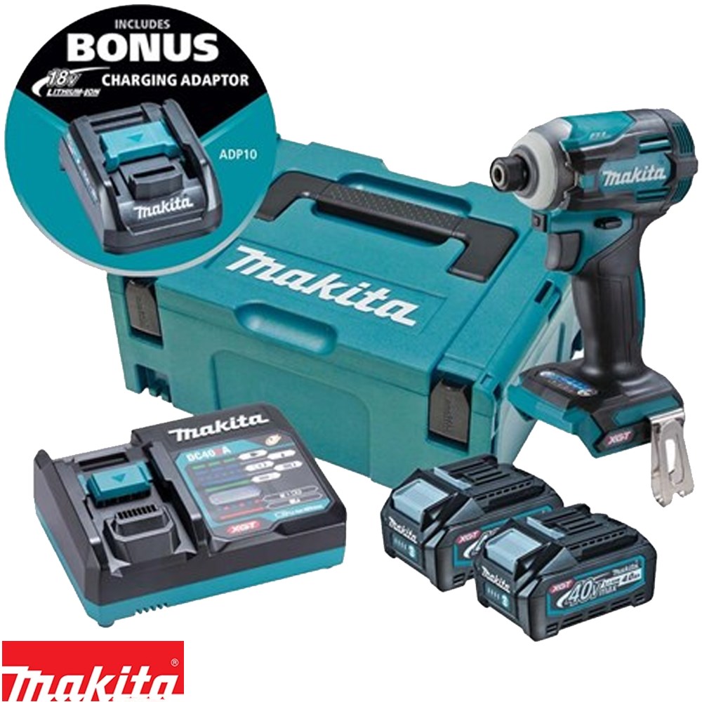MAKITA 40V IMPACT DRIVER KIT B/LESS IMPACT DRIVER 1/4 HEX 2 X 4.0Ah