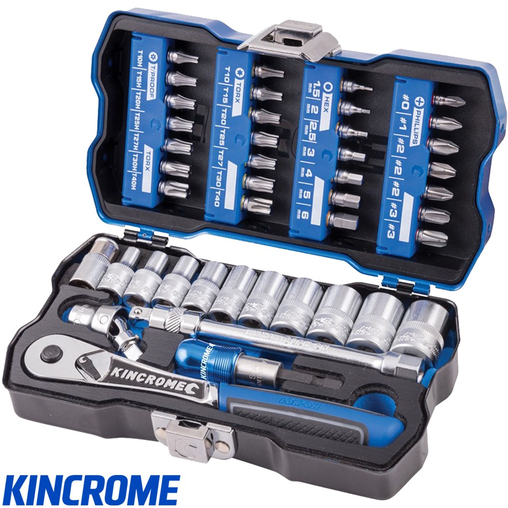 43pc Metric Socket Set 1//4/" Drive 10 Sockets 28 Bits /& Extensions