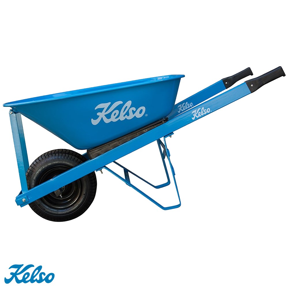 KELSO WHEELBARROW STEEL TRAY TRADESMAN 100LT TUB 6.5" WHEEL Collier
