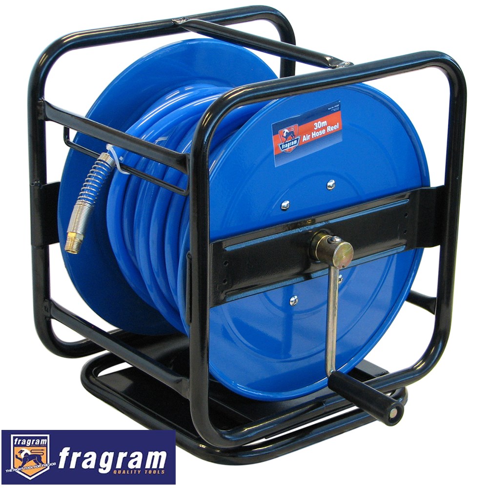 FRAGRAM AIR HOSE REEL 30M MANUAL REEL 10MM X 30M HOSE IN ROLL CAGE